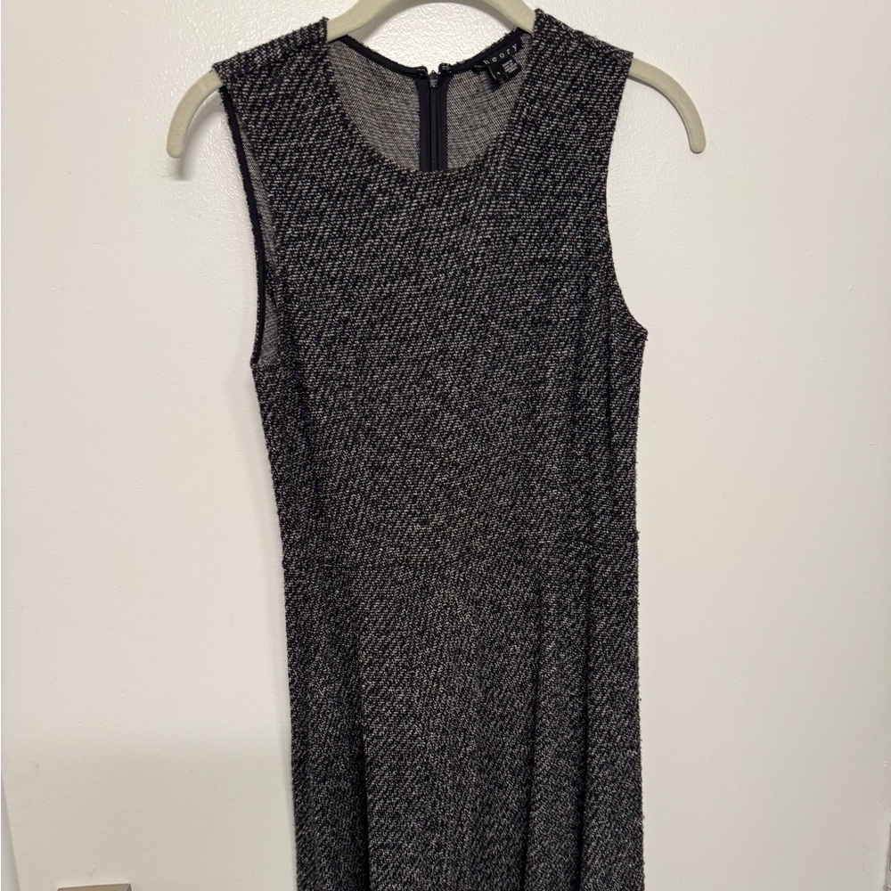 Theory Black and Gray Tweed Mini Dress